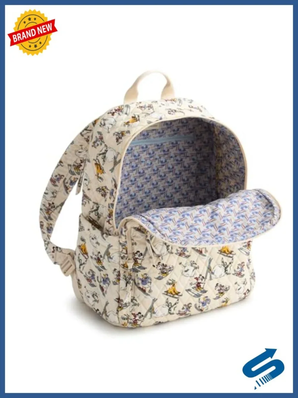 Quilted Cotton Laptop Backpack with Trolley Sleeve for Work & Travel